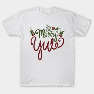 Merry Yule With Holly and Berries T-Shirt